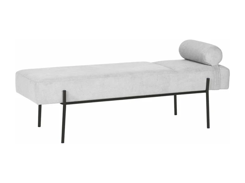 Banquette moderne en tissu et métal noir laqué Barcalo-Couleur Gris clair