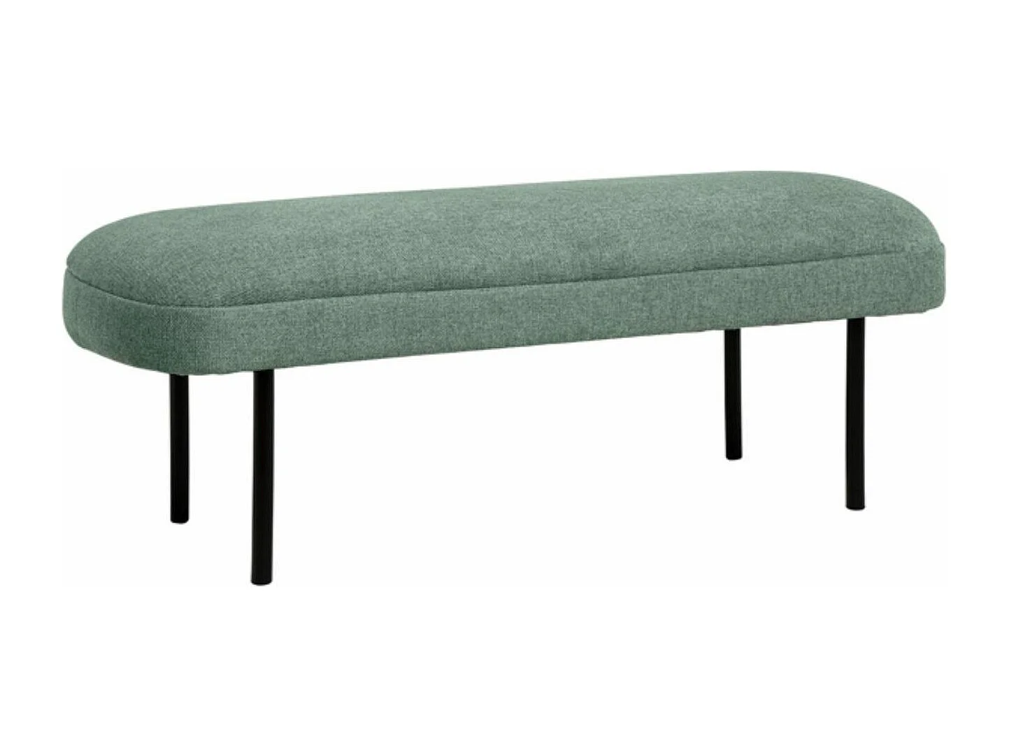 Banc moderne rembourré avec revêtement en tissu et pieds en métal noir Lema-Couleur Vert amande