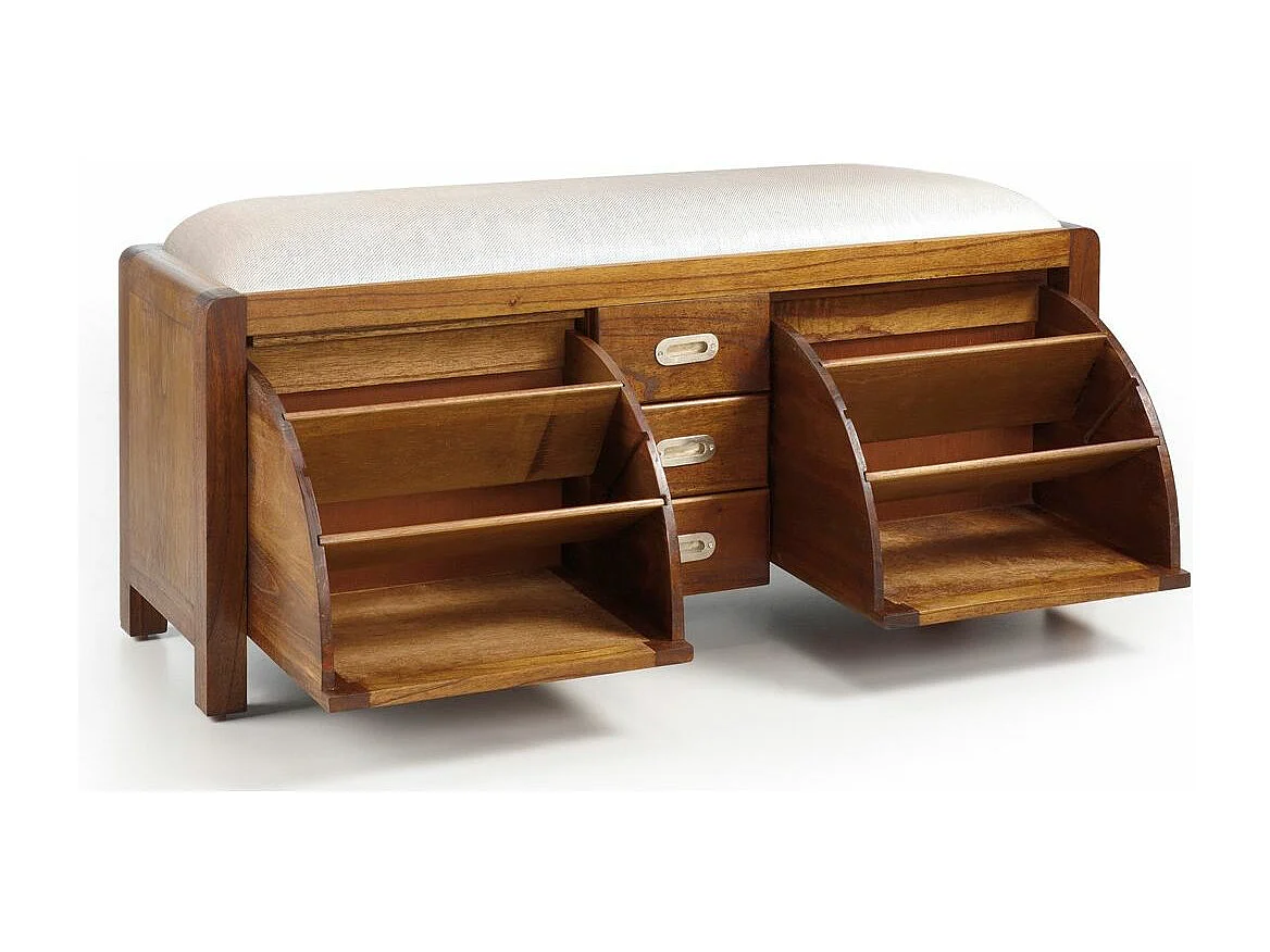 Banc à chaussures 3 tiroirs 2 portes en bois massif de Mindy SOKY