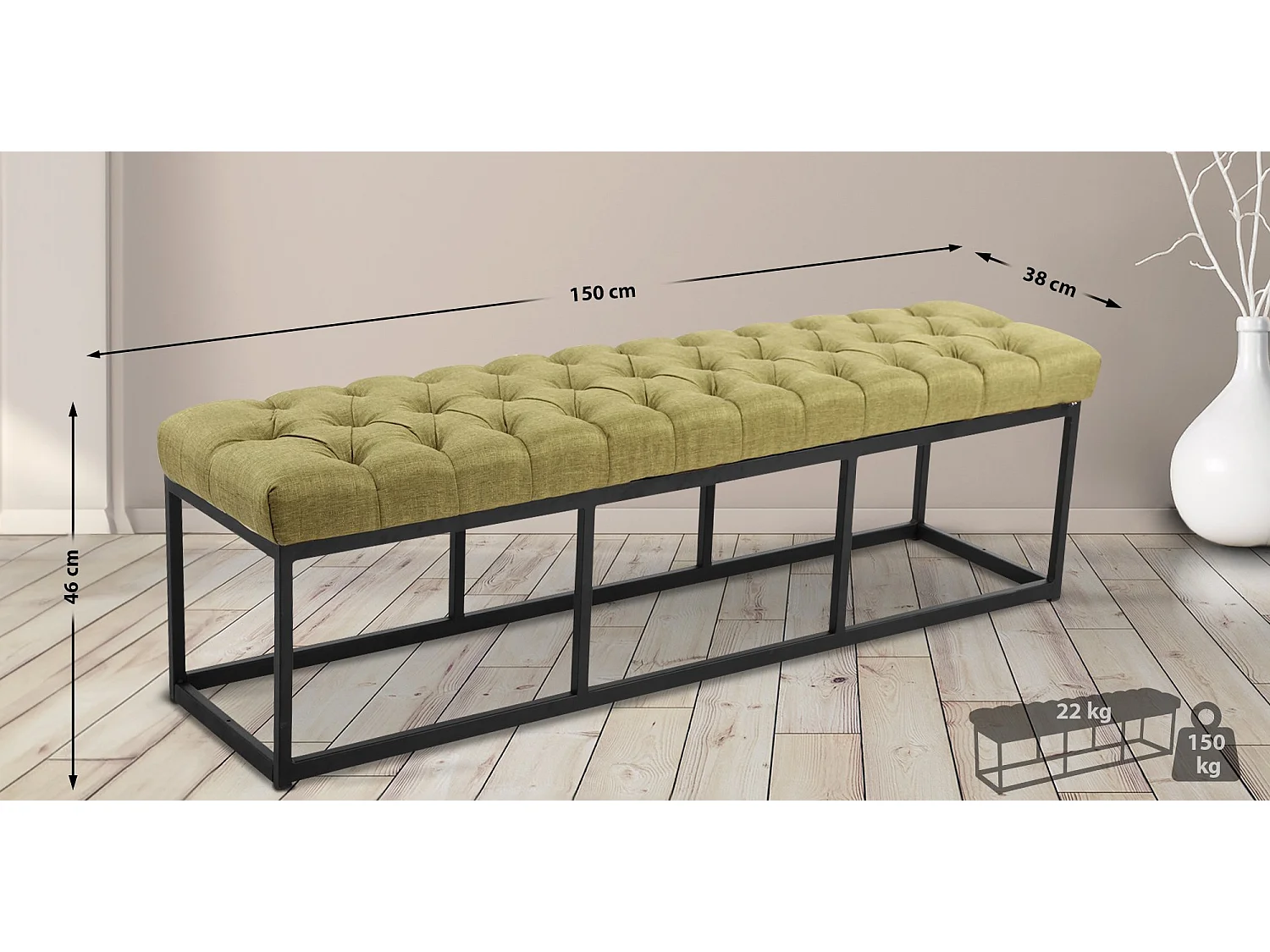 Sitzbank - Stoff - grün - Amun