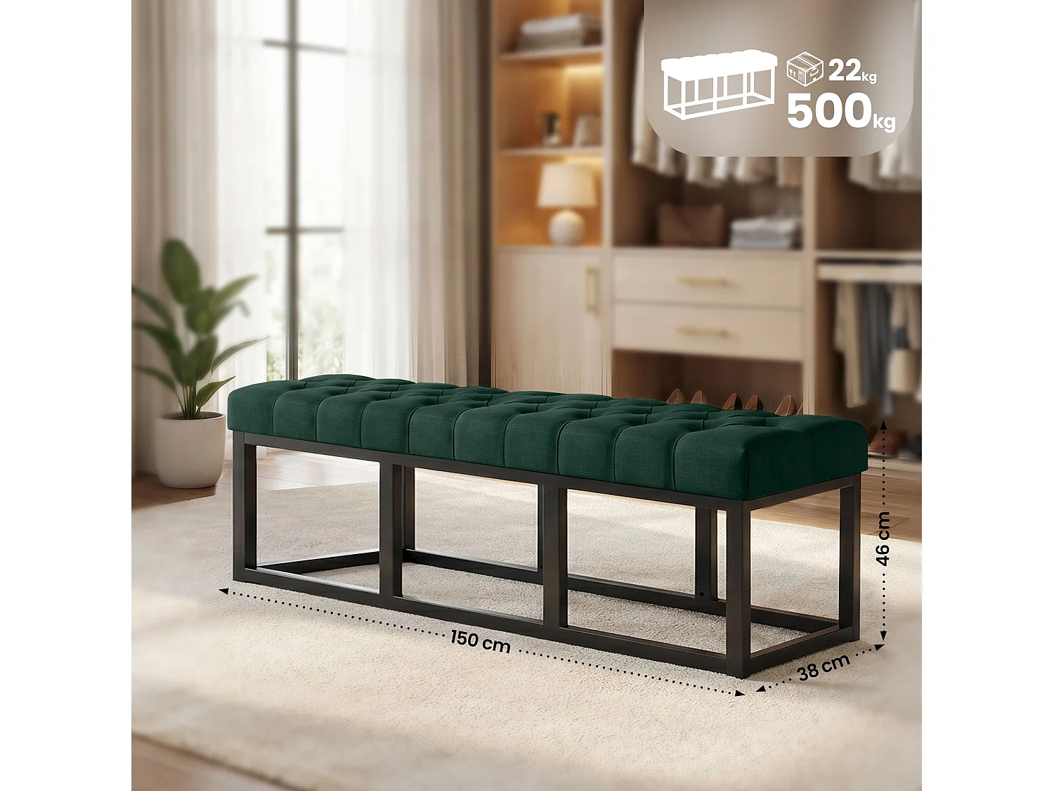 Banquette - Tissu - Vert - Amun