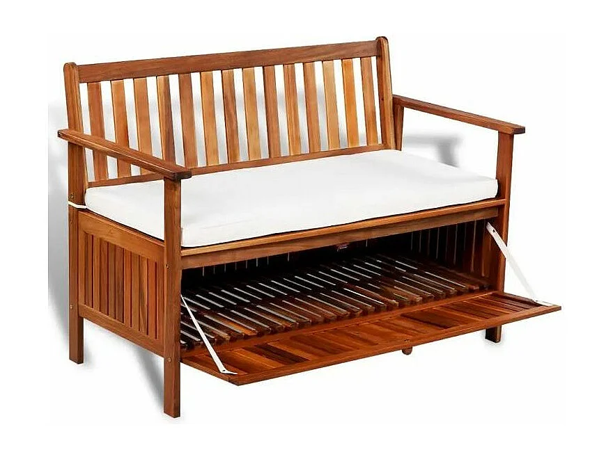 Banc coffre acacia massif avec accoudoirs Polina