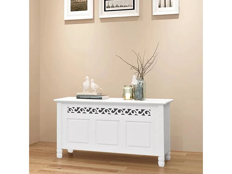 Banc de rangement bois blanc Karys
