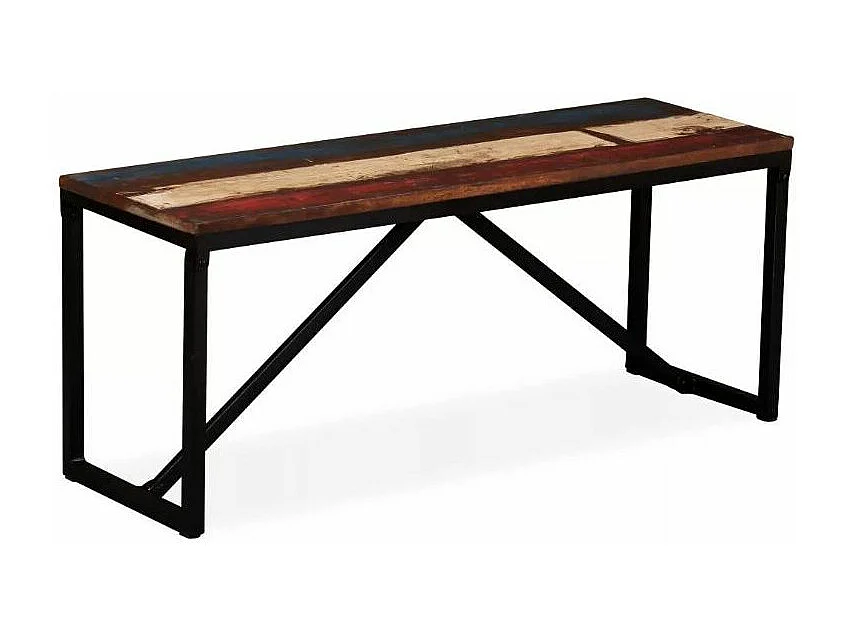 Banc bois massif foncé et pieds métal noir Indukal 110cm
