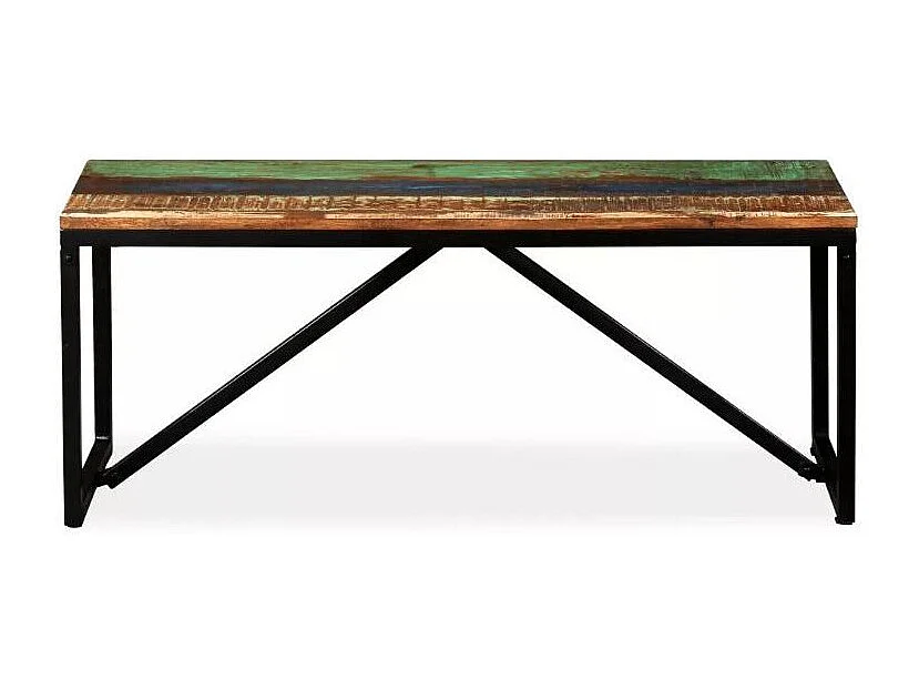 Banc bois massif foncé et pieds métal noir Indukal 110cm