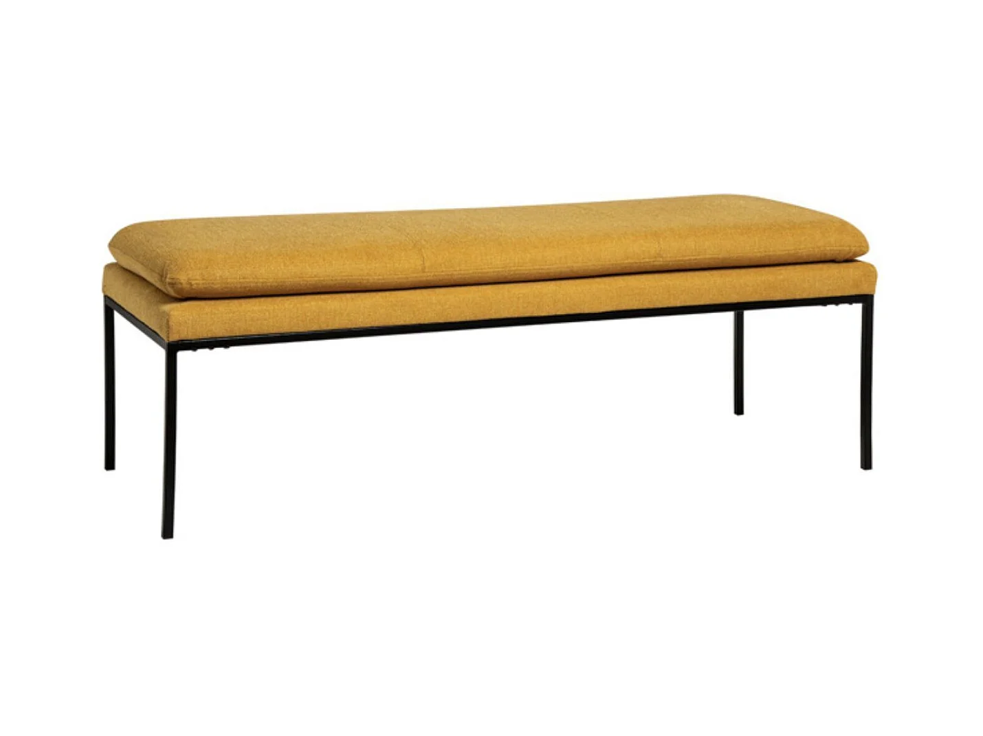 Banc design en tissu et pieds en métal noir Madrida-Couleur Jaune moutarde
