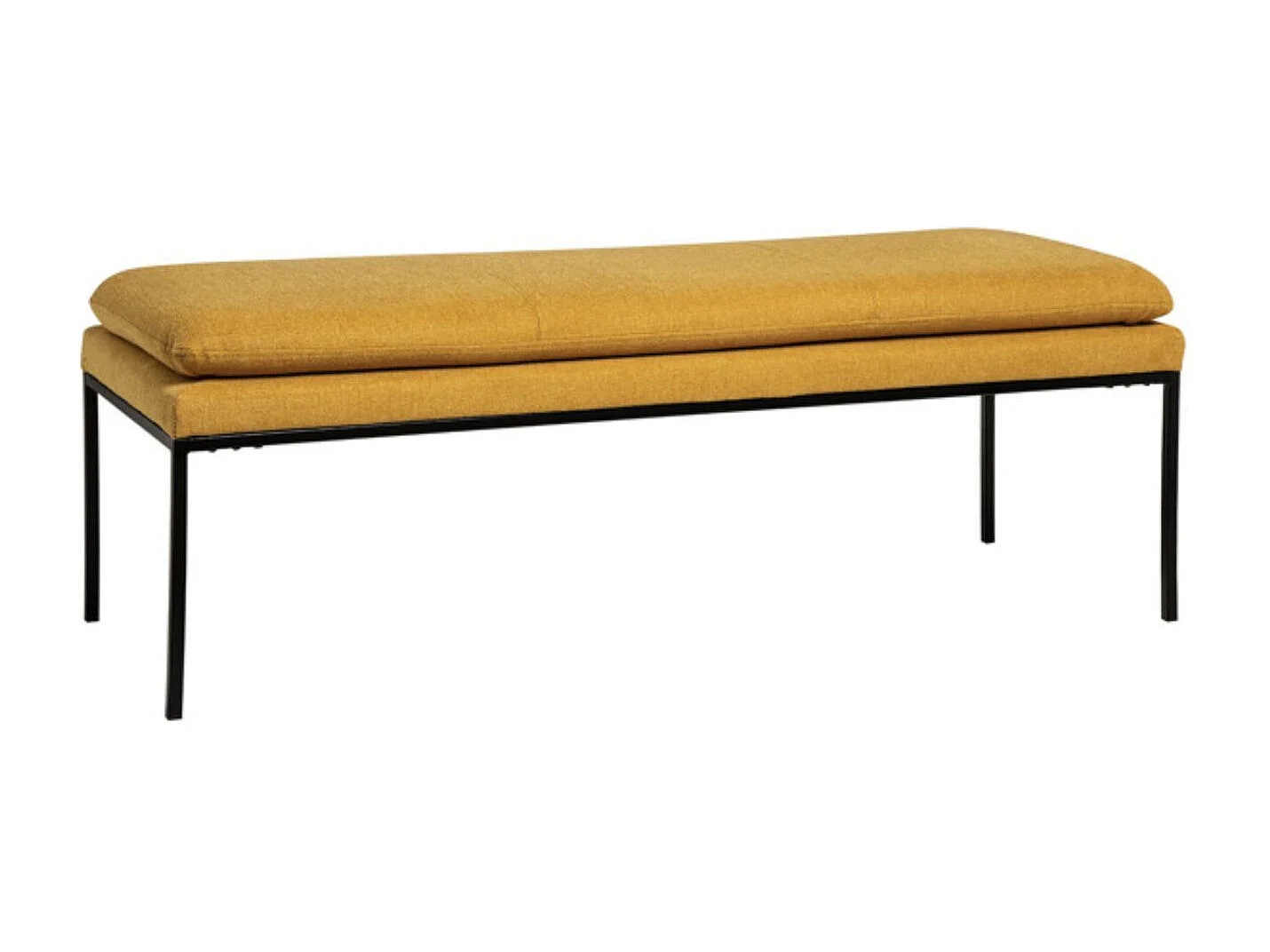 Banc design en tissu et pieds en métal noir Madrida-Couleur Jaune moutarde