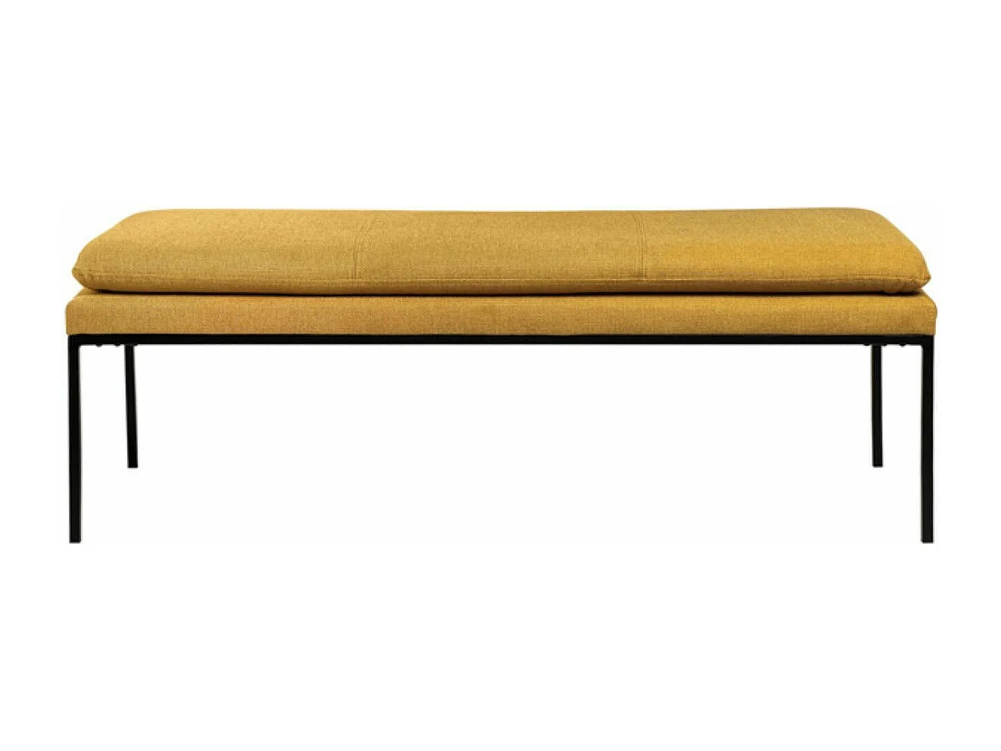 Banc design en tissu et pieds en métal noir Madrida-Couleur Jaune moutarde