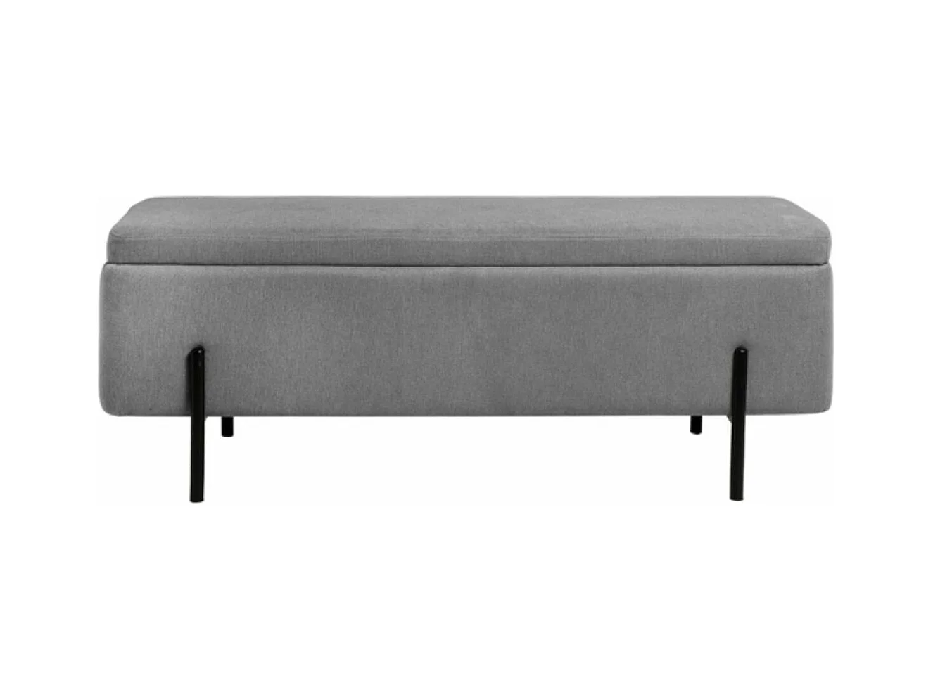Banc moderne avec coffre de rangement tissu et pieds en métal noir Navika-Couleur Gris