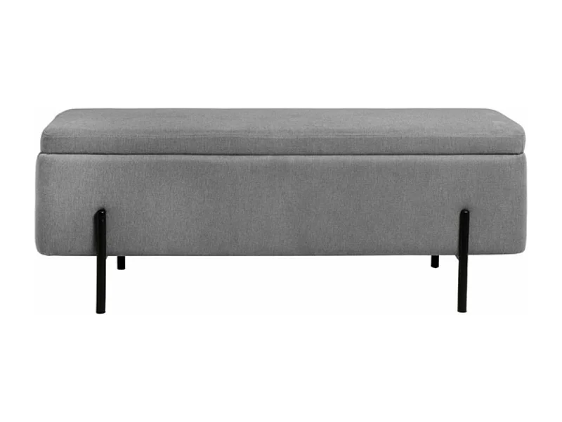 Banc moderne avec coffre de rangement tissu et pieds en métal noir Navika-Couleur Gris