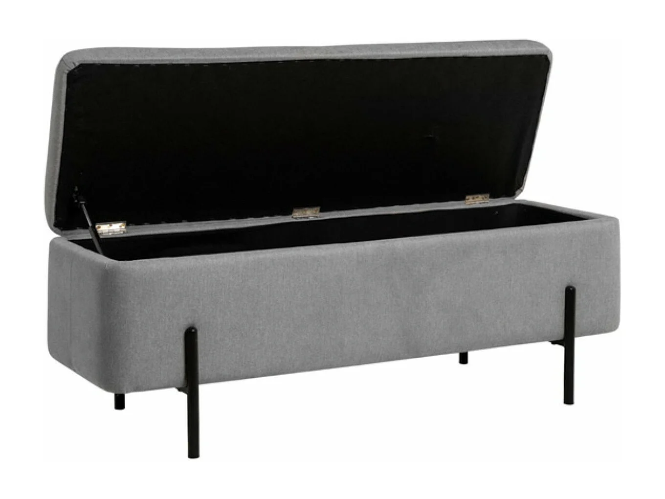 Banc moderne avec coffre de rangement tissu et pieds en métal noir Navika-Couleur Vert amande