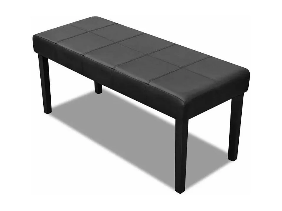 Banc capitonné similicuir noir Mawona