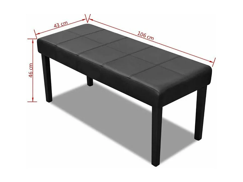 Banc capitonné similicuir noir Mawona