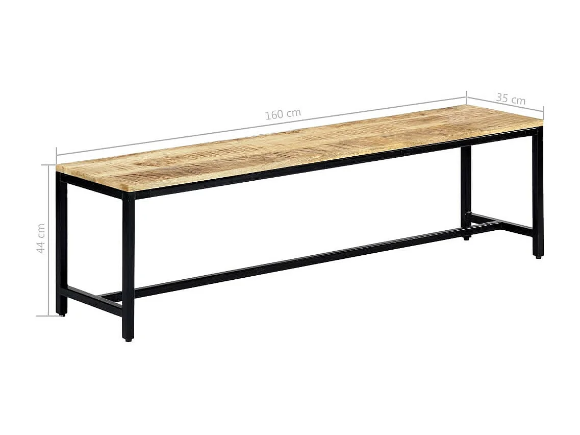 Eetbank 160 cm massief ruw mangohout