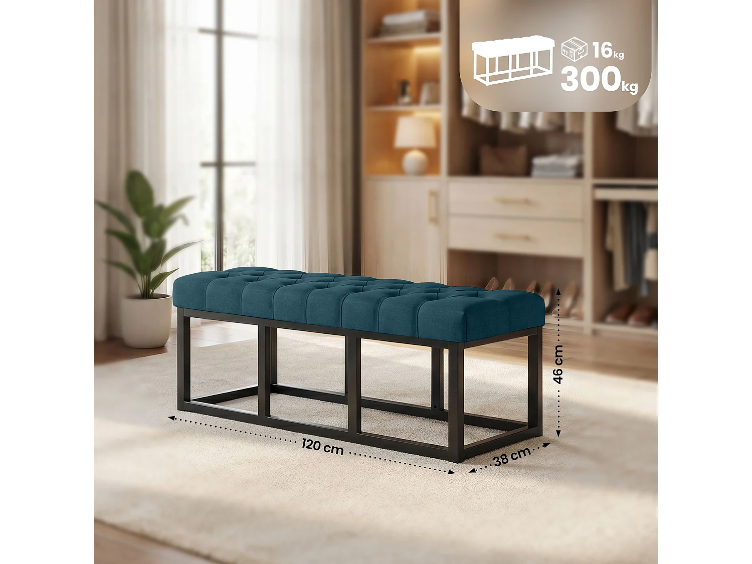 Banquette - Tissu - Bleu - Amun