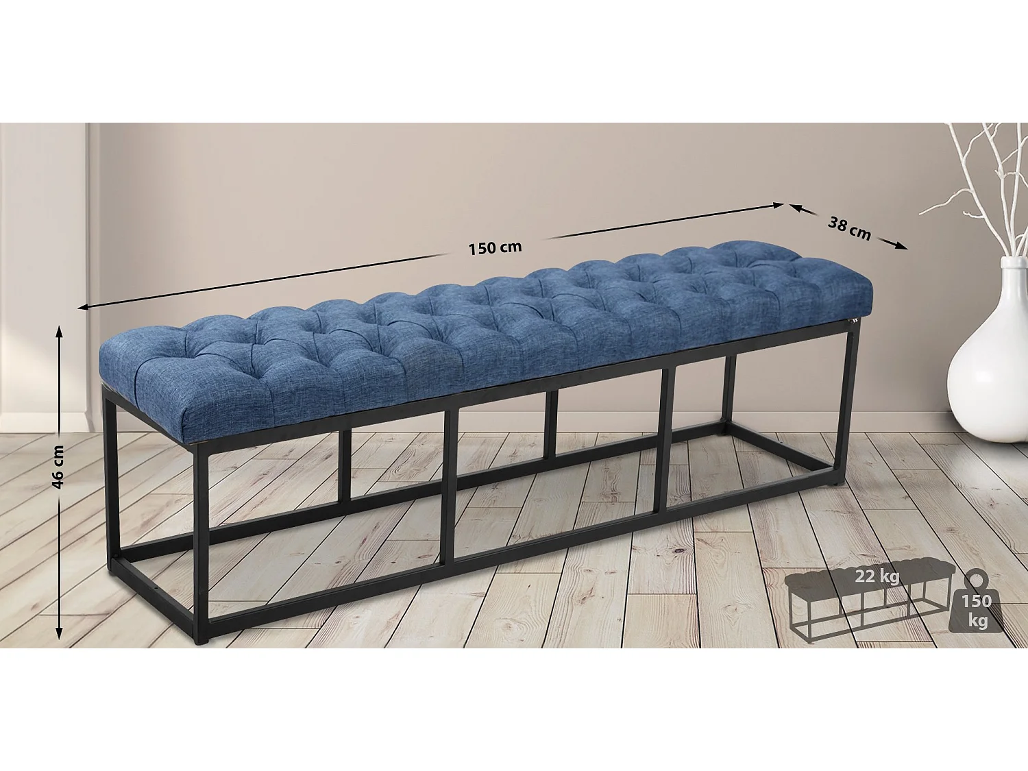 Sitzbank - Stoff - blau - Amun