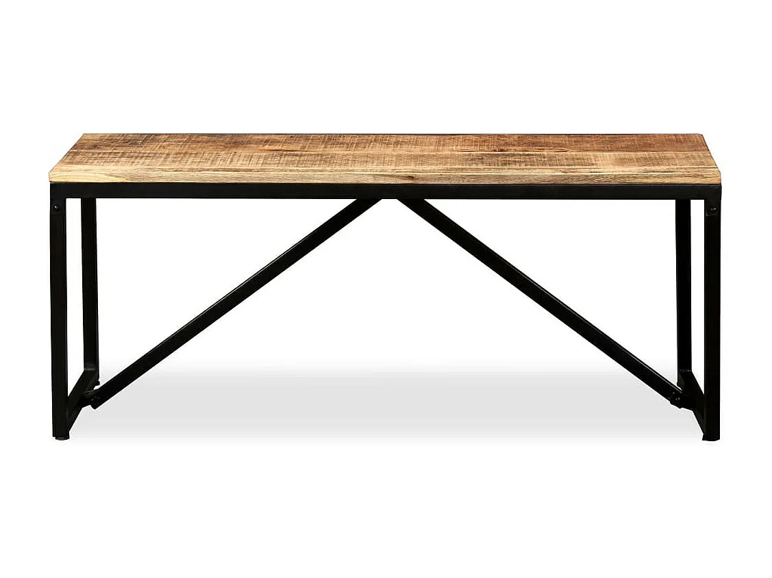 Banc industriel bois de manguier massif et pieds acier noir Kinza 110cm