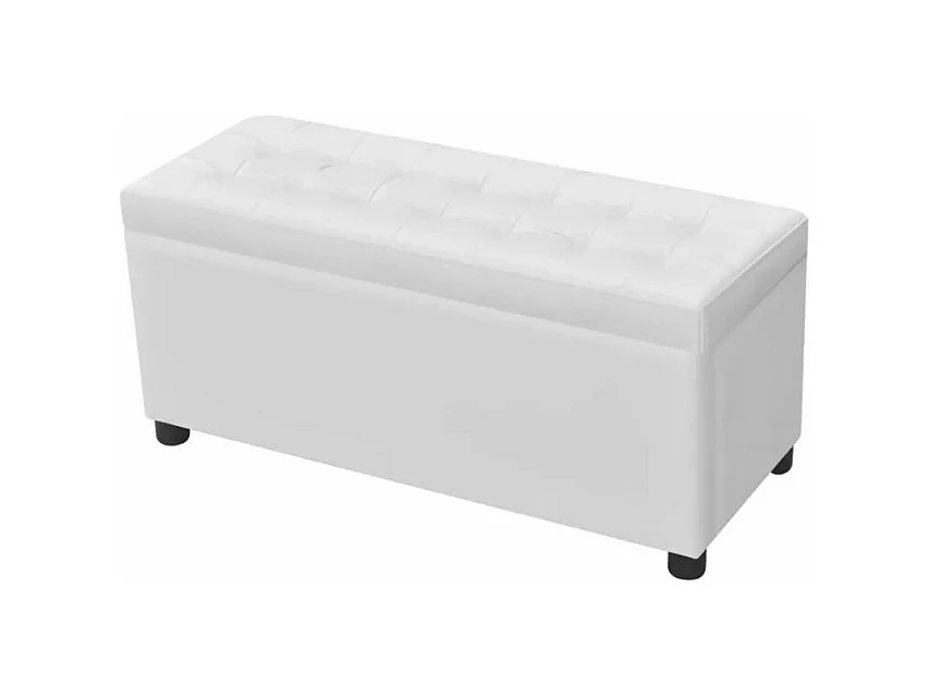Banquette coffre capitonnée similicuir blanc Mouby 87cm