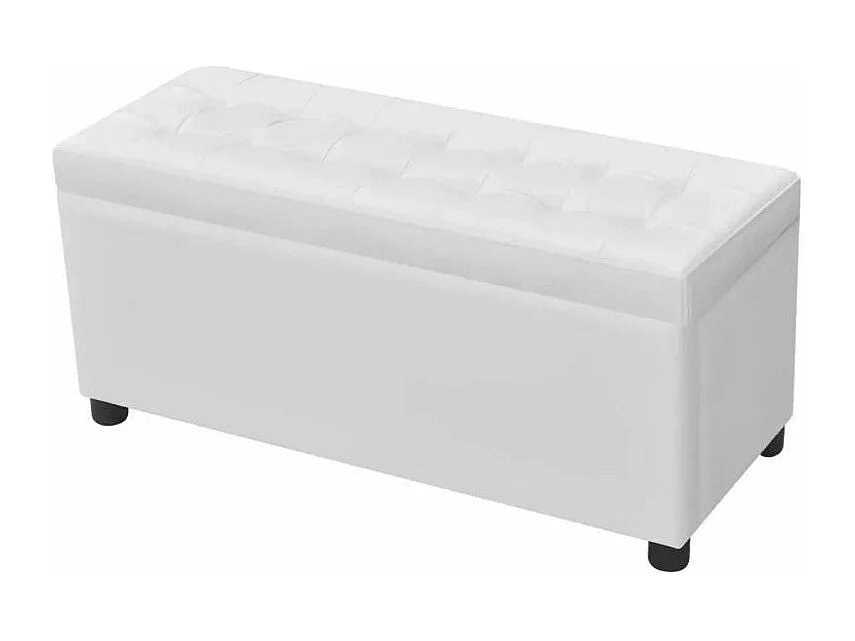 Banquette coffre capitonnée similicuir blanc Mouby 87cm