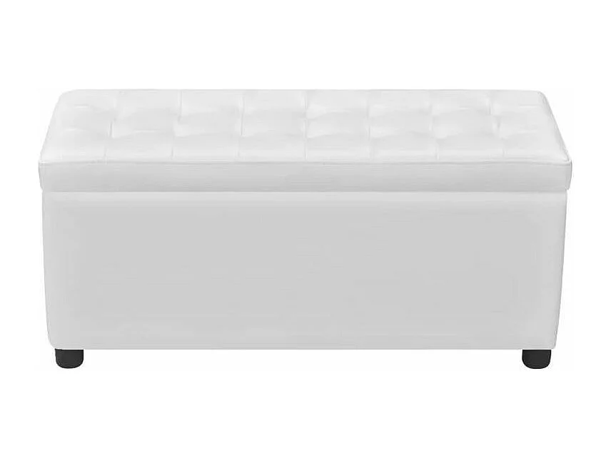 Banquette coffre capitonnée similicuir blanc Mouby 87cm