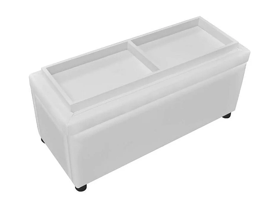 Banquette coffre capitonnée similicuir blanc Mouby 87cm