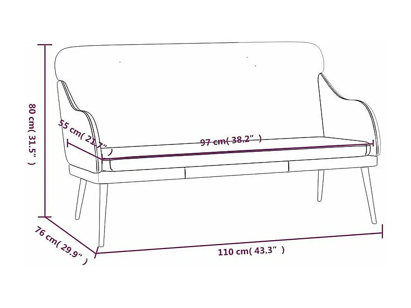 Banc Noir 110x76x80 Similicuir