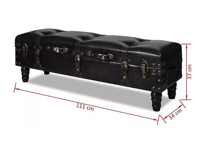 Banquette coffre capitonnée simili cuir noir Pouly