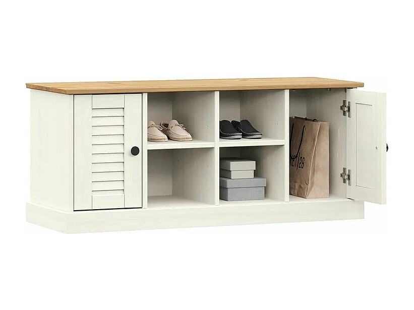 Schoenenbank VIGO 106x35x40 cm massief grenenhout wit