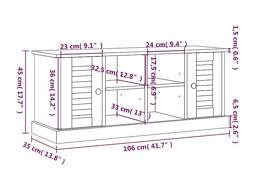 Schoenenbank VIGO 106x35x40 cm massief grenenhout wit
