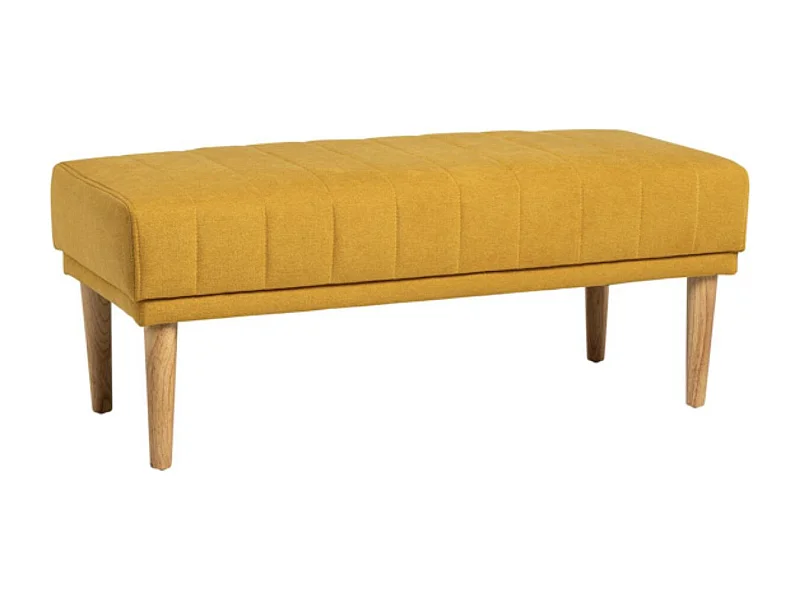 Banquette en tissu et bois de hêtre naturel Riko-Couleur Jaune moutarde