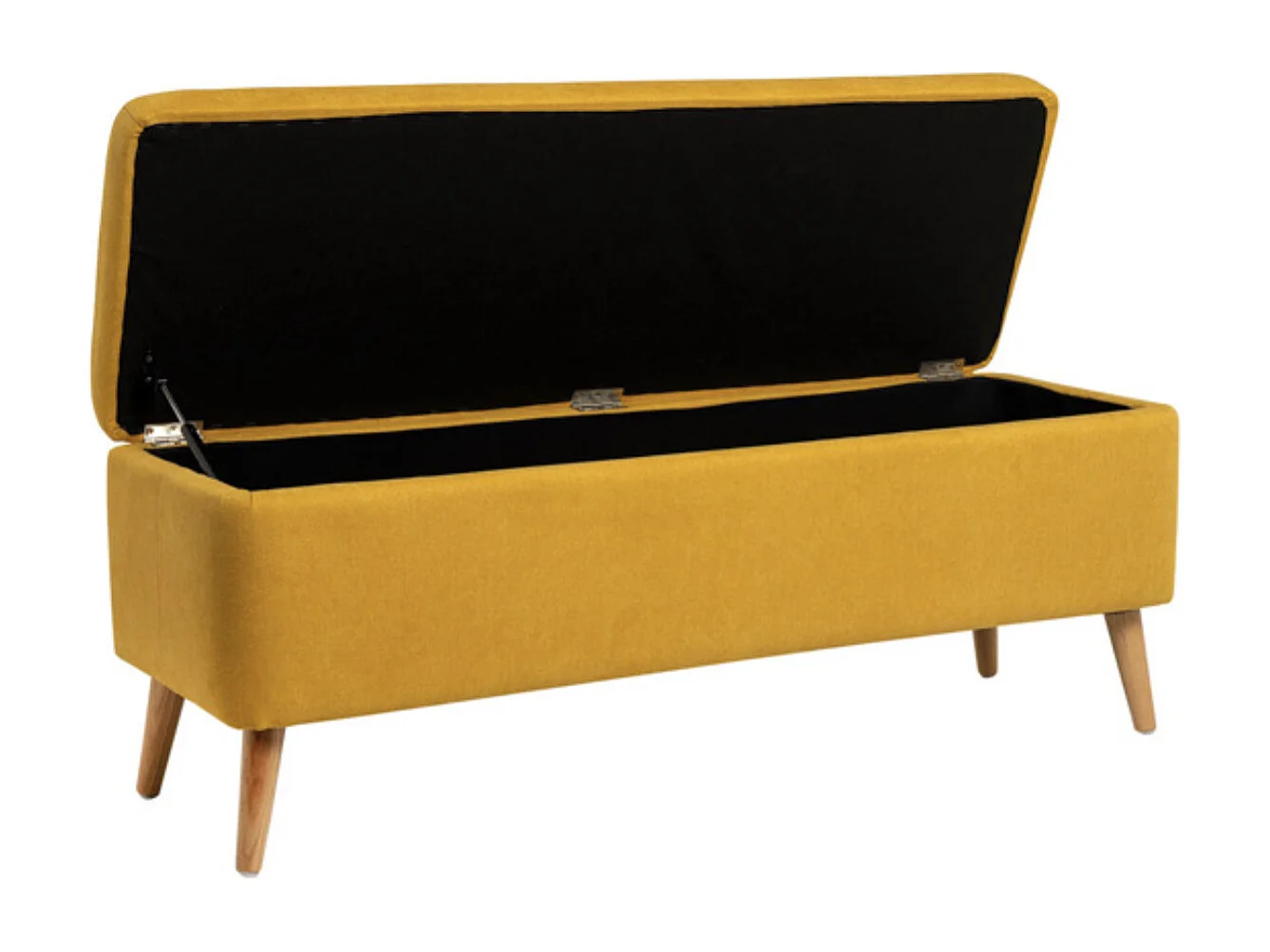 Banc avec coffre de rangement tissu Riko-Couleur Jaune moutarde