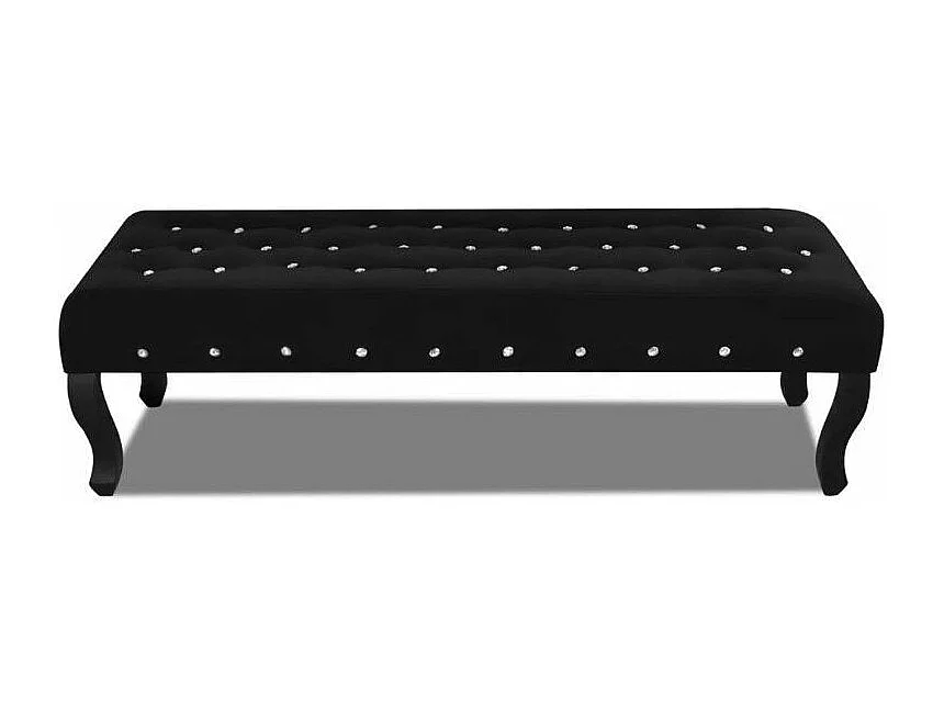 Banc capitonné velours et pieds pin massif noir Molsy