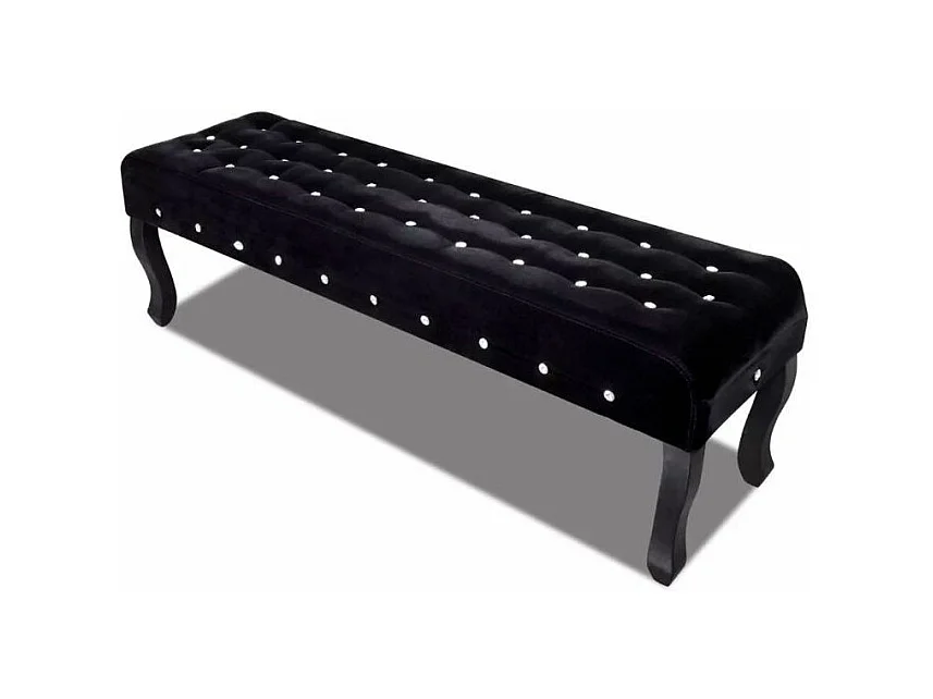 Banc capitonné velours et pieds pin massif noir Molsy