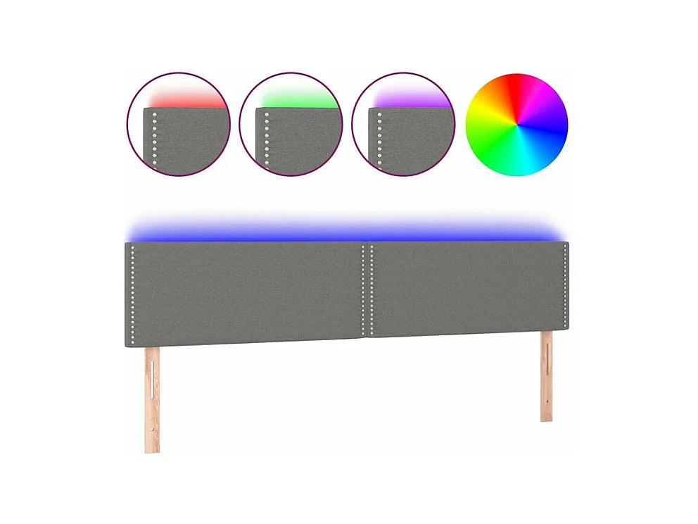 Tête de lit à LED Gris foncé 180x5x78-88 Tissu