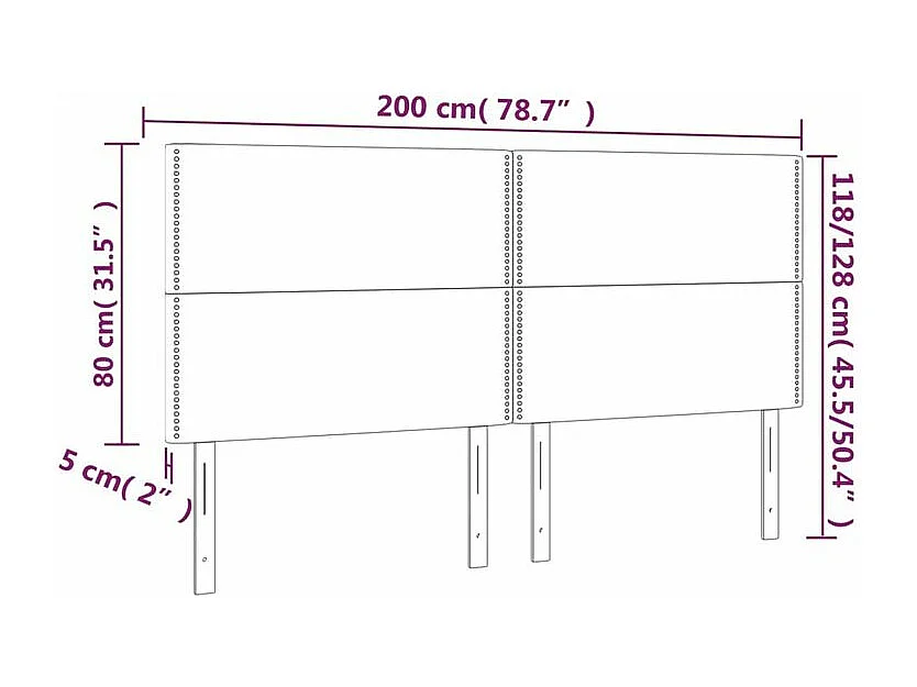 Tête de lit à LED Blanc 200x5x118-128 Similicuir
