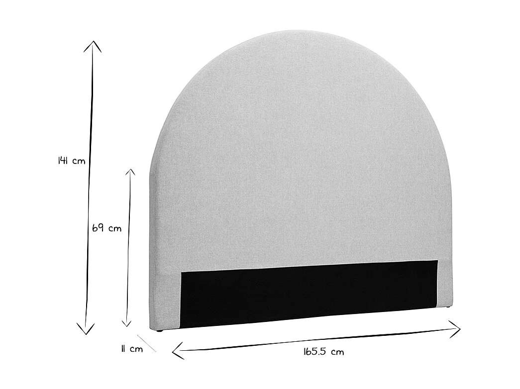 Bettkopfteil rund B160 cm beiger Stoff NAOMY