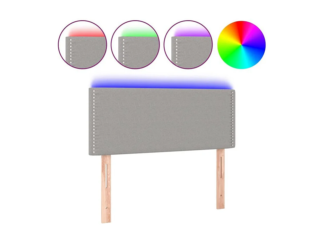 Tête de lit à LED Gris clair 100x5x78-88 Tissu