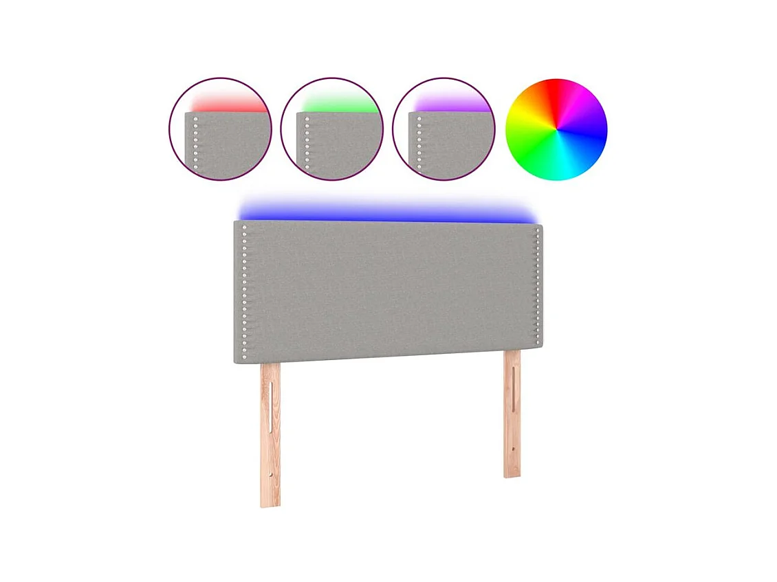 Tête de lit à LED Gris clair 100x5x78-88 Tissu