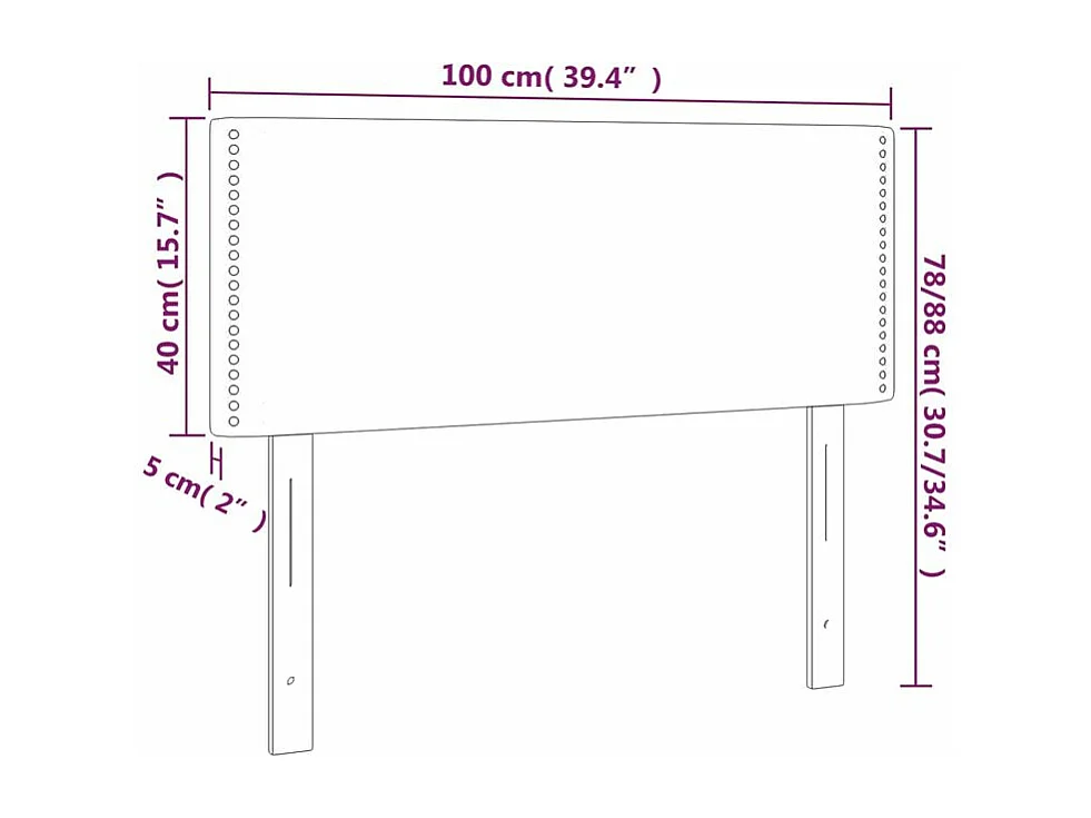Tête de lit à LED Gris clair 100x5x78-88 Tissu