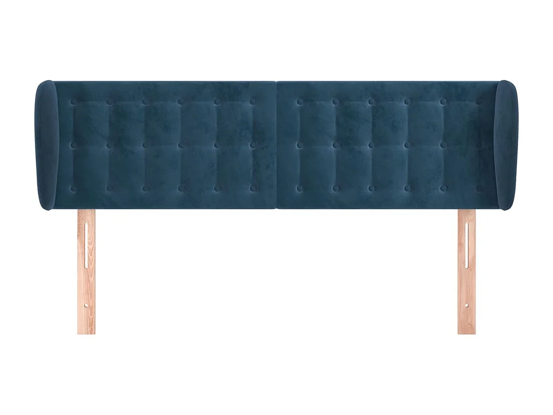 Tête de lit avec oreilles Bleu foncé 147x23x78-88 Velours