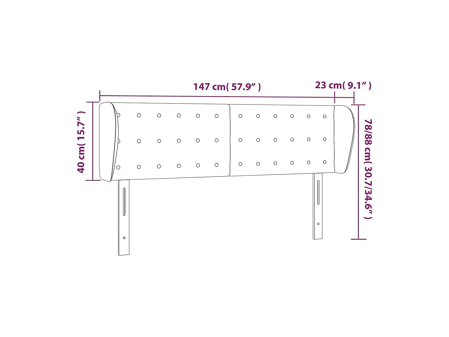 Tête de lit avec oreilles Bleu foncé 147x23x78-88 Velours