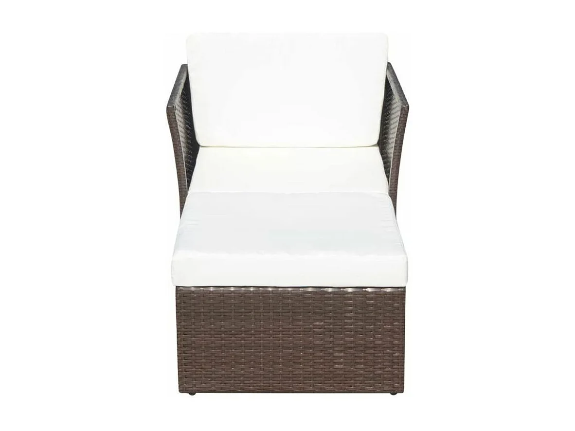 Silla de jardín con taburete poli ratán marrón