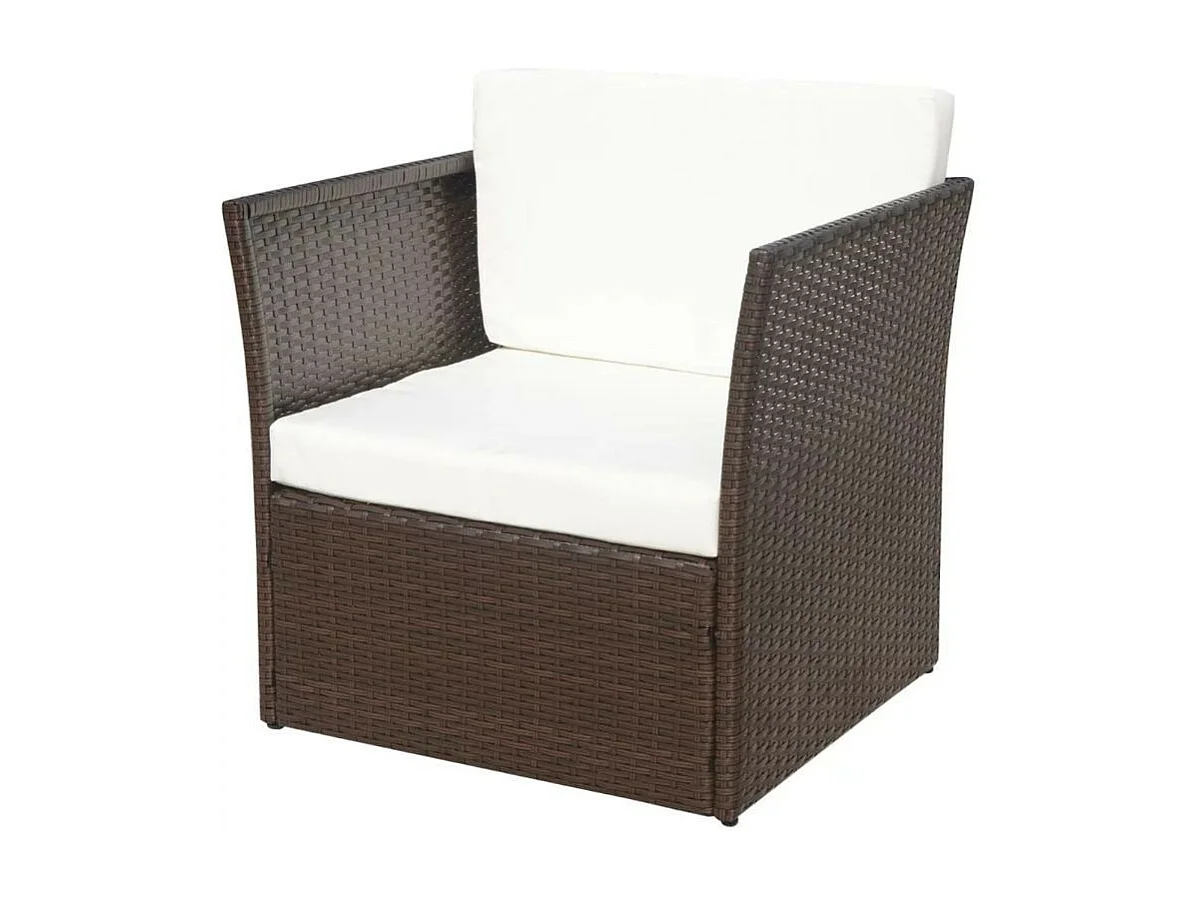 Silla de jardín con taburete poli ratán marrón