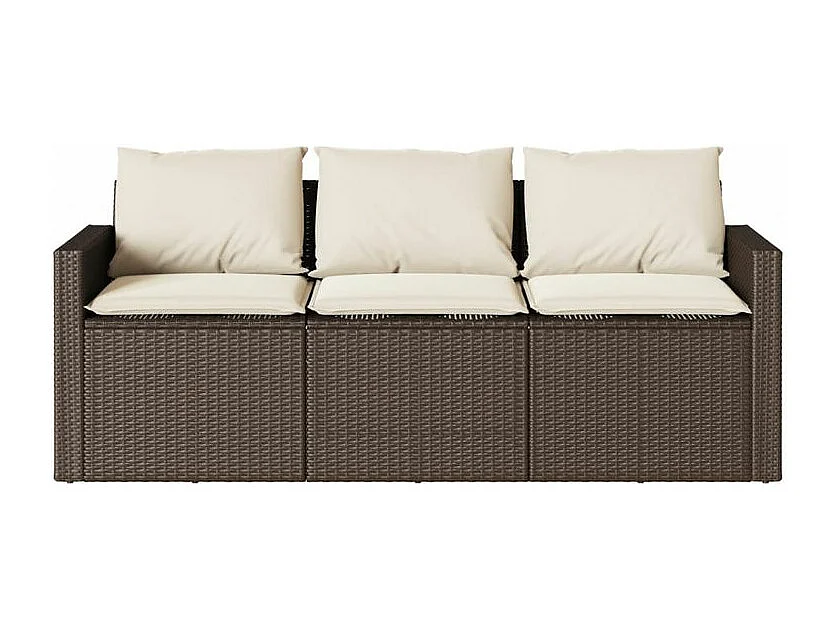 Ensemble à manger de jardin avec coussins 2 pcs marron rotin