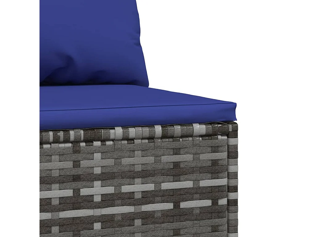 Canapés centraux de jardin et coussins 2pcs Gris Résine tressée