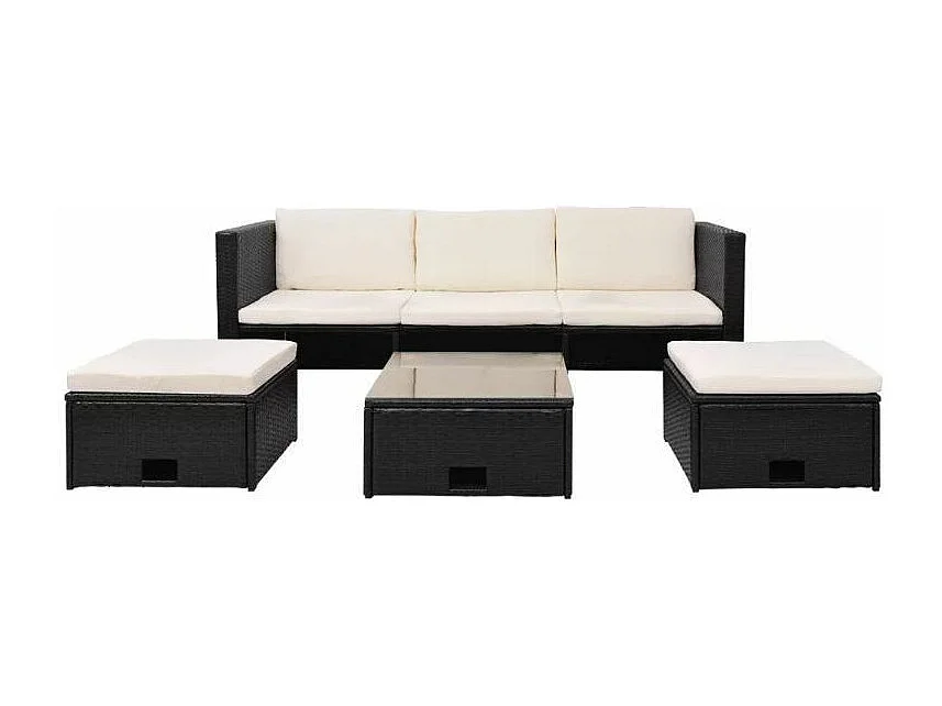 Salon de jardin 1 canapé avec coffre résine tressée noir Chaz