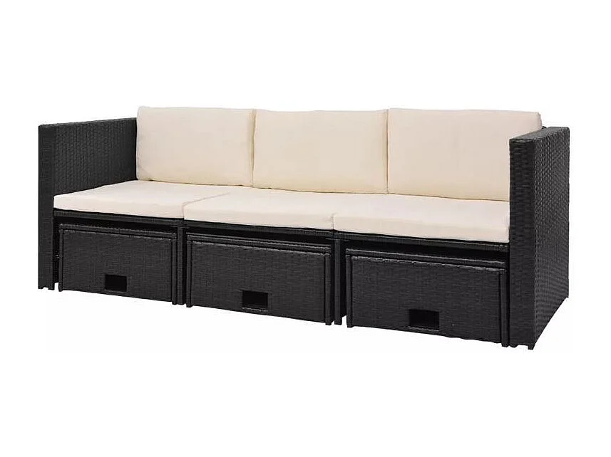 Salon de jardin 1 canapé avec coffre résine tressée noir Chaz