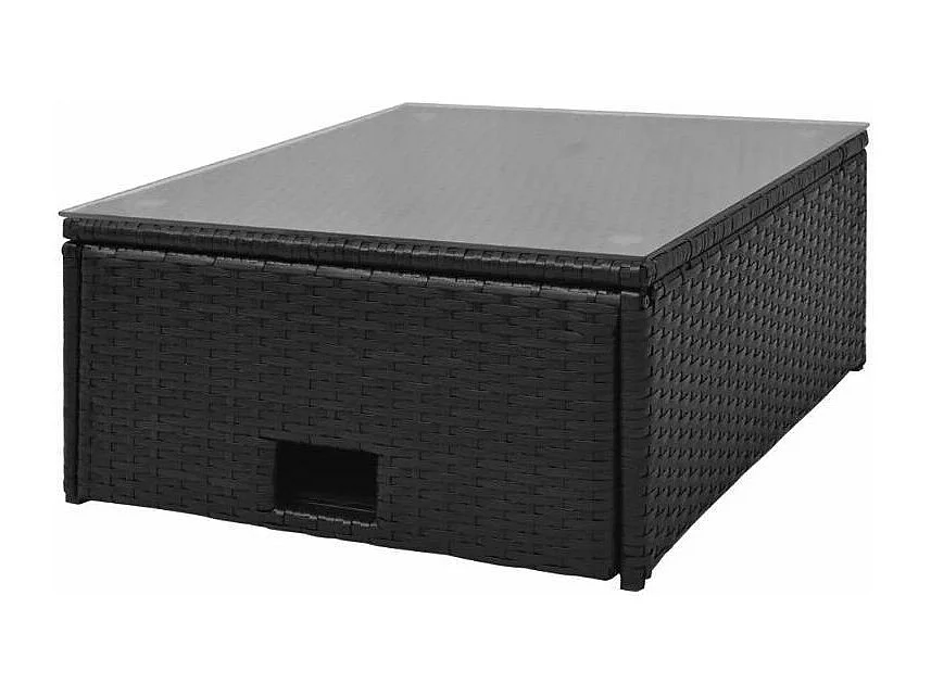Salon de jardin 1 canapé avec coffre résine tressée noir Chaz