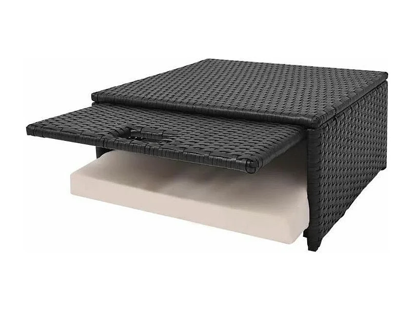 Salon de jardin 1 canapé avec coffre résine tressée noir Chaz