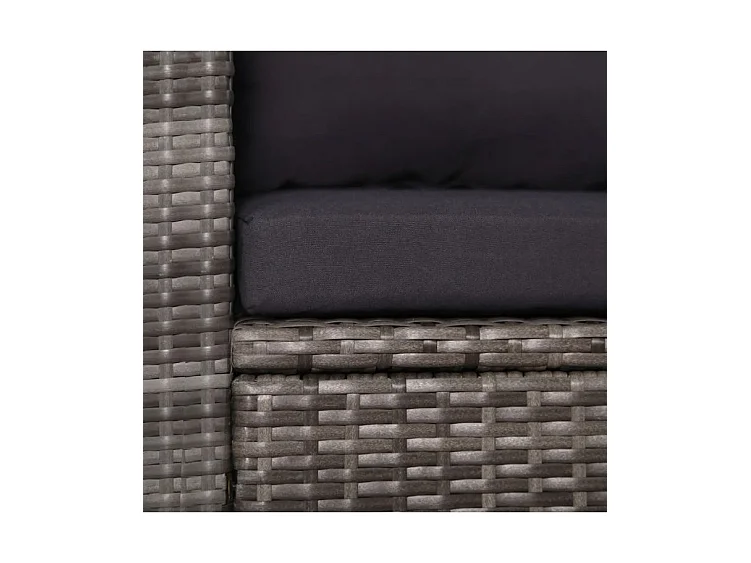 3-delige Bistroset met kussens poly rattan grijs